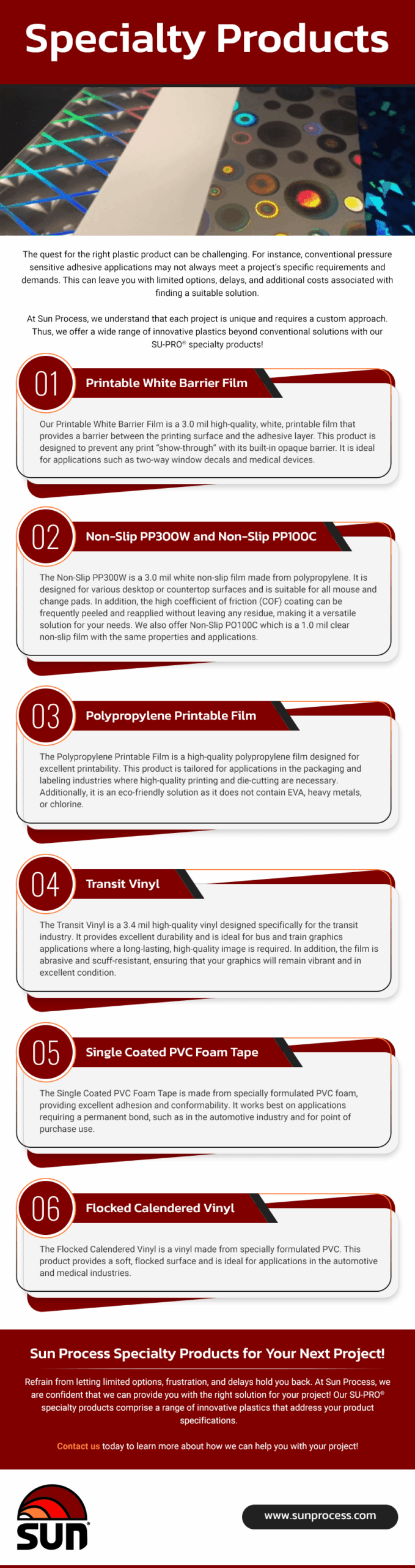 Specialty Products - Sun Process Converting, Inc.
